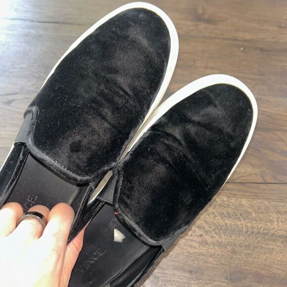 VINCE Black Velvet Slip Ons - Picture 3 of 5
